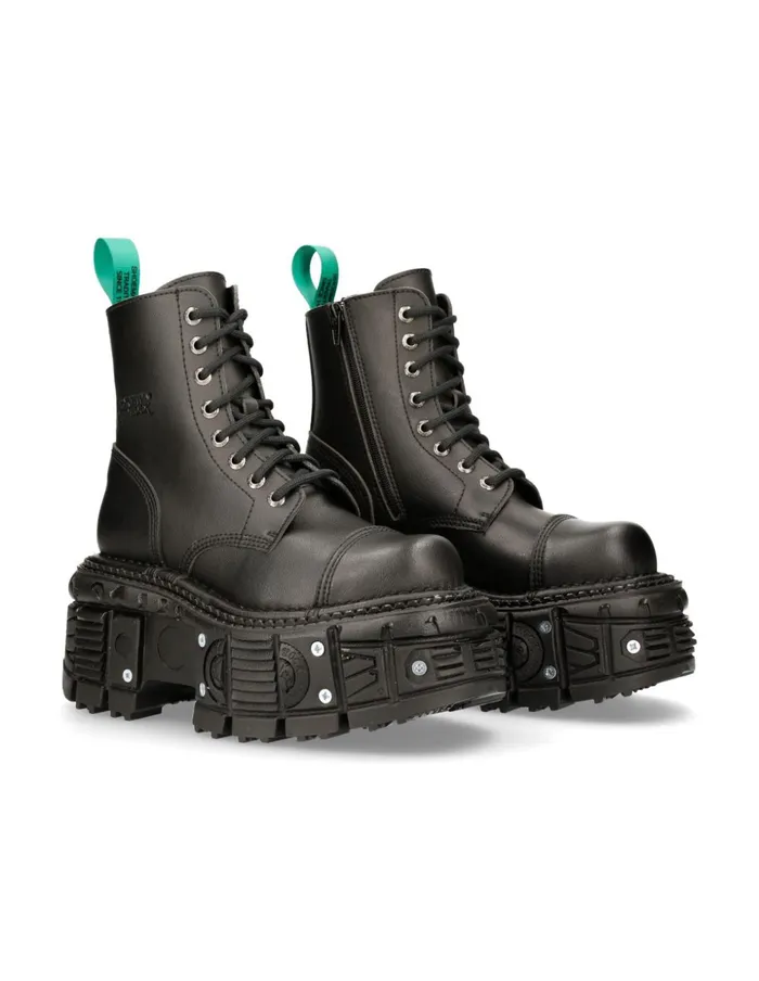 WomenMen Ankle Boot Black Imperfect With Laces MTankmili083cV2 New Rock Boots