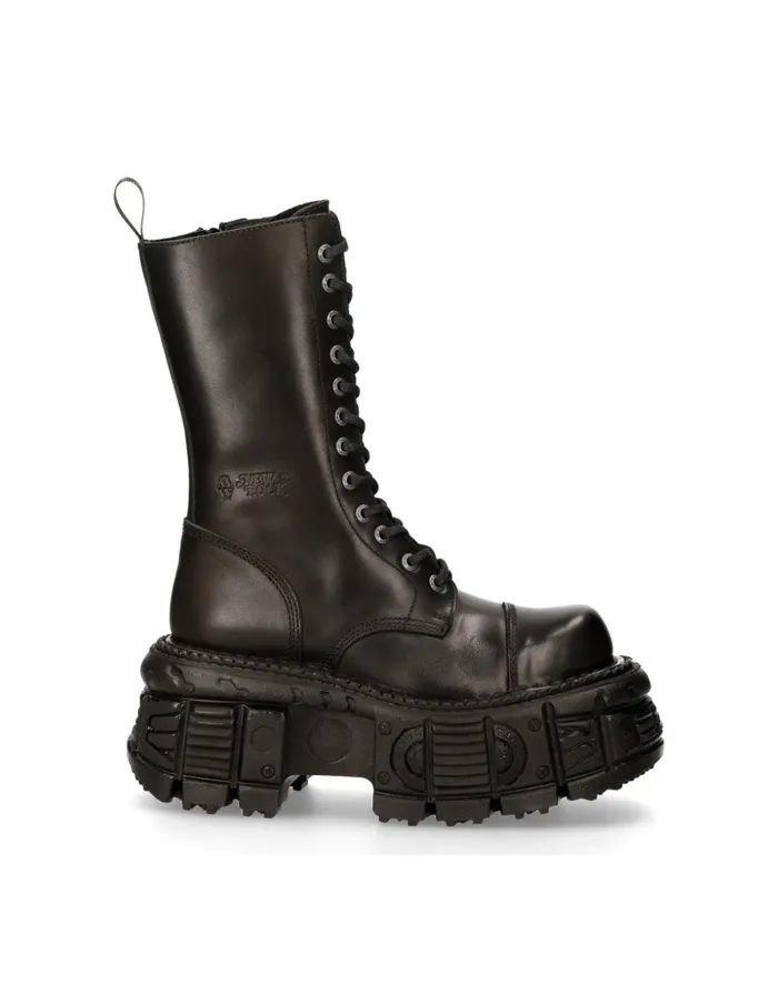 WomenMen Boot Black Imperfect With Laces MMili211S15 New Rock Boots WomenMen Boot Black Imperfect With Laces MMili211S15 New Rock Boots