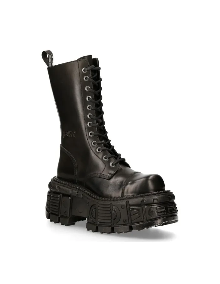 WomenMen Boot Black Imperfect With Laces MMili211S15 New Rock Boots WomenMen Boot Black Imperfect With Laces MMili211S15 New Rock Boots