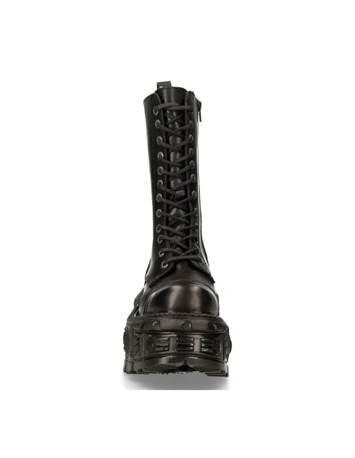 WomenMen Boot Black Imperfect With Laces MMili211S15 New Rock Boots WomenMen Boot Black Imperfect With Laces MMili211S15 New Rock Boots