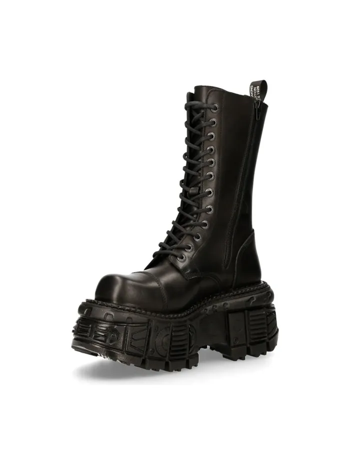 WomenMen Boot Black Imperfect With Laces MMili211S15 New Rock Boots WomenMen Boot Black Imperfect With Laces MMili211S15 New Rock Boots