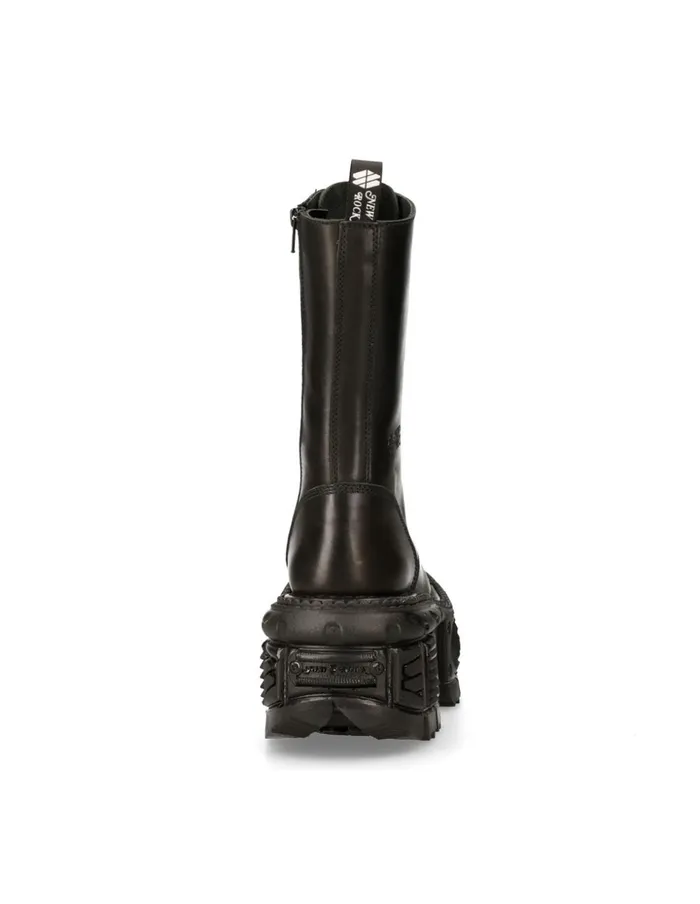 WomenMen Boot Black Imperfect With Laces MMili211S15 New Rock Boots WomenMen Boot Black Imperfect With Laces MMili211S15 New Rock Boots