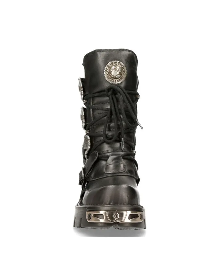 WomenMen Boot Black Reactor With Buckles And Laces M391S1 New Rock Boots