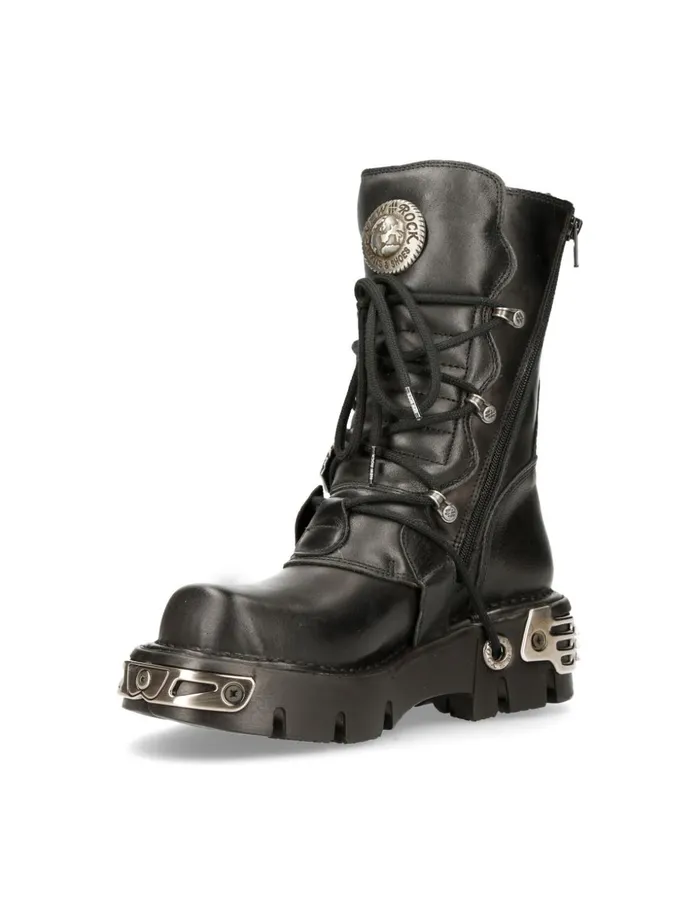 WomenMen Boot Black Reactor With Buckles And Laces M391S1 New Rock Boots