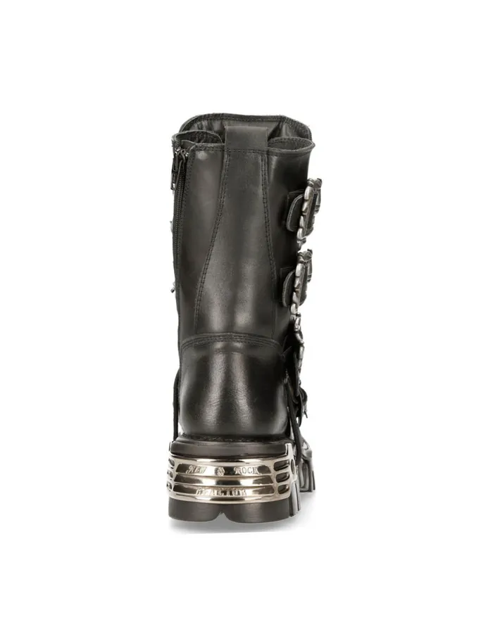 WomenMen Boot Black Reactor With Buckles And Laces M391S1 New Rock Boots