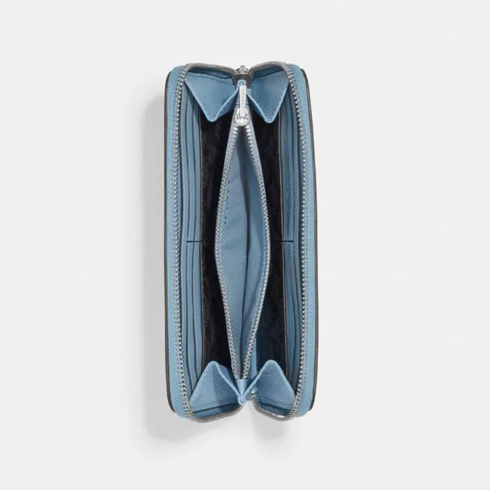 WomenMen Large Wallets Coach Accordion Wallet With Signature Canvas Interior Pool