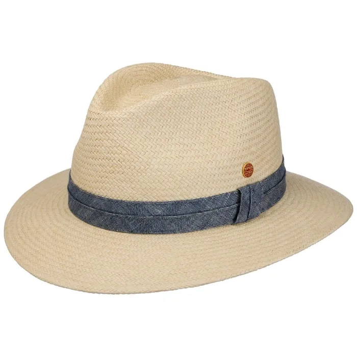 WomenMen Straw Hats Mayser Gero Contrast Band Panama Hat Natural Blue