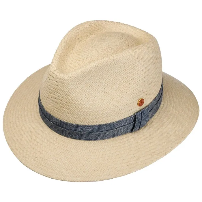 WomenMen Straw Hats Mayser Gero Contrast Band Panama Hat Natural Blue