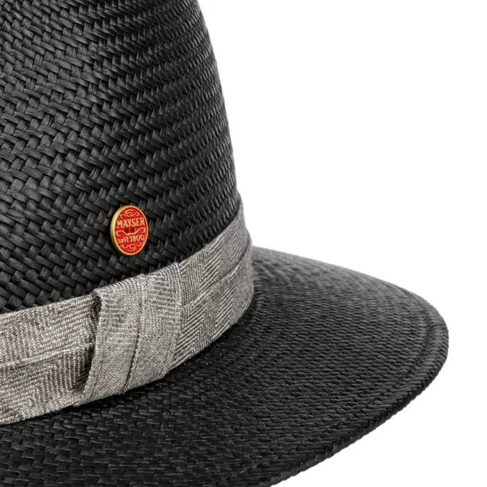 WomenMen Straw Hats Mayser Gero Contrast Band Panama Hat Natural Blue