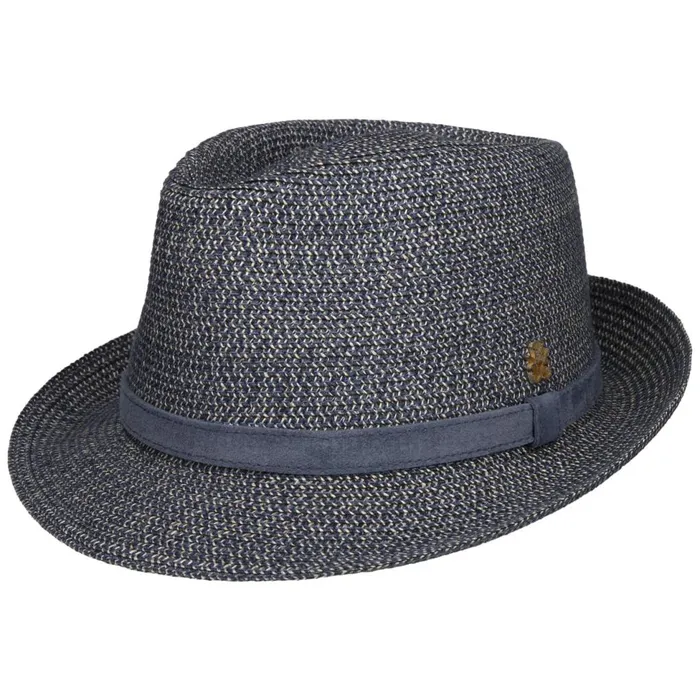 WomenMen Straw Hats Mayser HempLinen Trilby Hat Zechbauer Blue