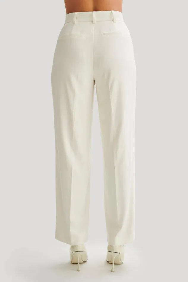 Women Meshki Bottoms Amelie Suiting Straight Leg Pants 8211 Ivory