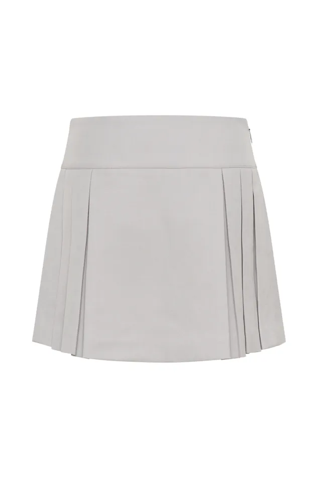 Women Meshki Bottoms Angie Pleated Buckle Mini Skirt 8211 Grey