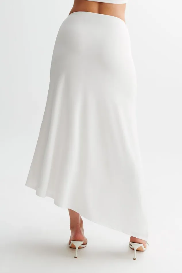 Women Meshki Bottoms Bea Asymmetrical Slinky Maxi Skirt 8211 White