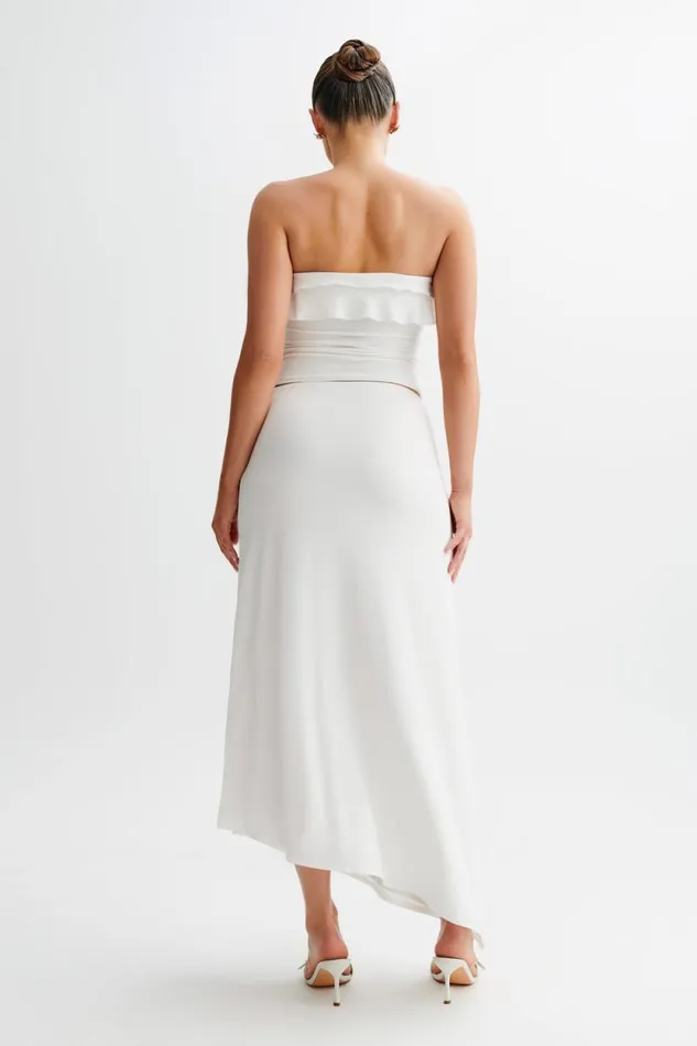 Women Meshki Bottoms Bea Asymmetrical Slinky Maxi Skirt 8211 White