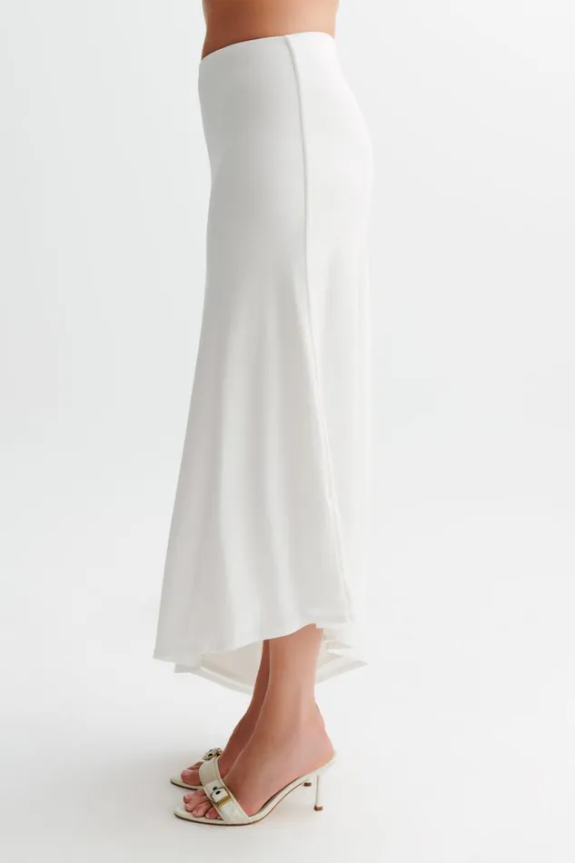 Women Meshki Bottoms Bea Asymmetrical Slinky Maxi Skirt 8211 White