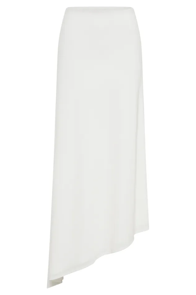 Women Meshki Bottoms Bea Asymmetrical Slinky Maxi Skirt 8211 White