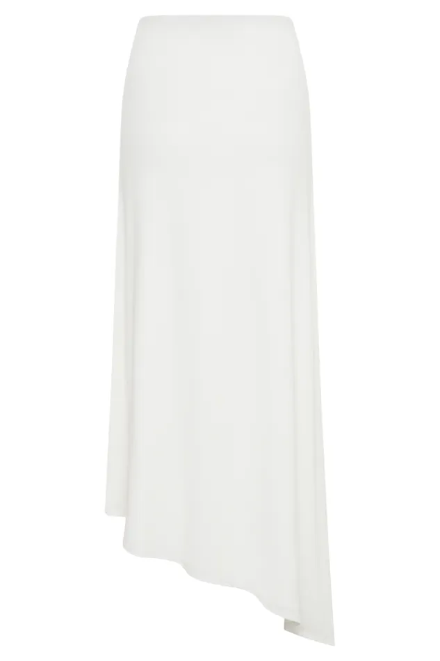 Women Meshki Bottoms Bea Asymmetrical Slinky Maxi Skirt 8211 White