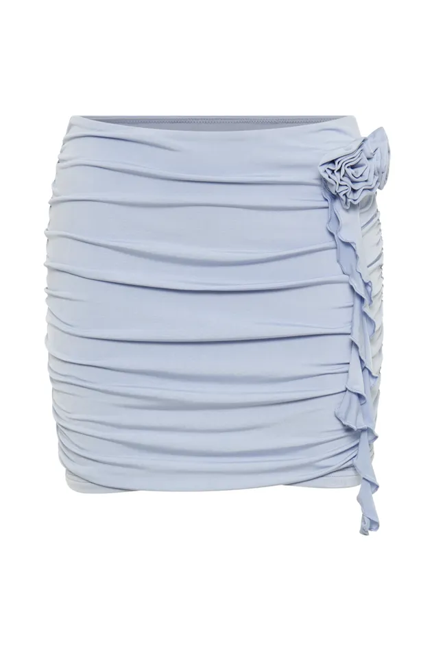 Women Meshki Bottoms Brydee Ruched Rose Mini Skirt 8211 Powder Blue