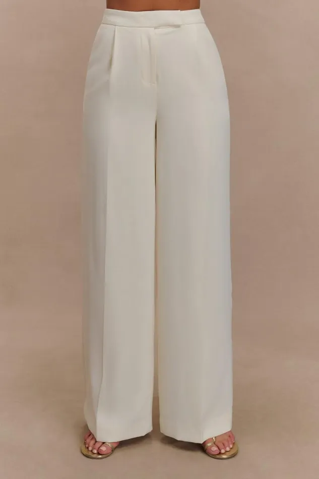 Women Meshki Bottoms Faith Suiting Wide Leg Pant 8211 Ivory
