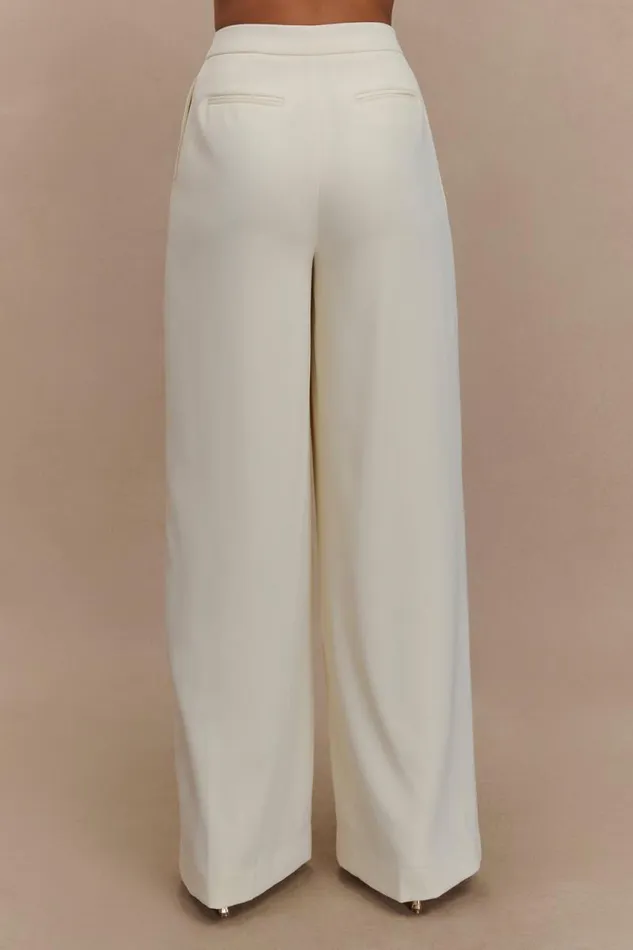 Women Meshki Bottoms Faith Suiting Wide Leg Pant 8211 Ivory