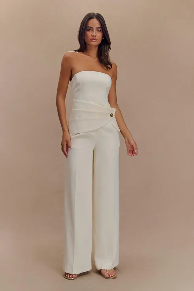 Women Meshki Bottoms Faith Suiting Wide Leg Pant 8211 Ivory