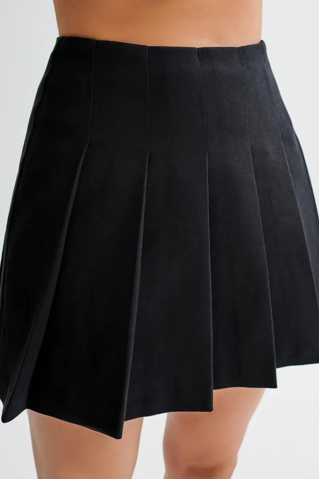 Women Meshki Bottoms Julianna Cotton Pleated Mini Skirt 8211 Black