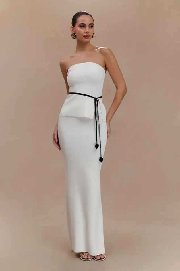 Women Meshki Bottoms Keaton Fishtail Knit Maxi Skirt 8211 White