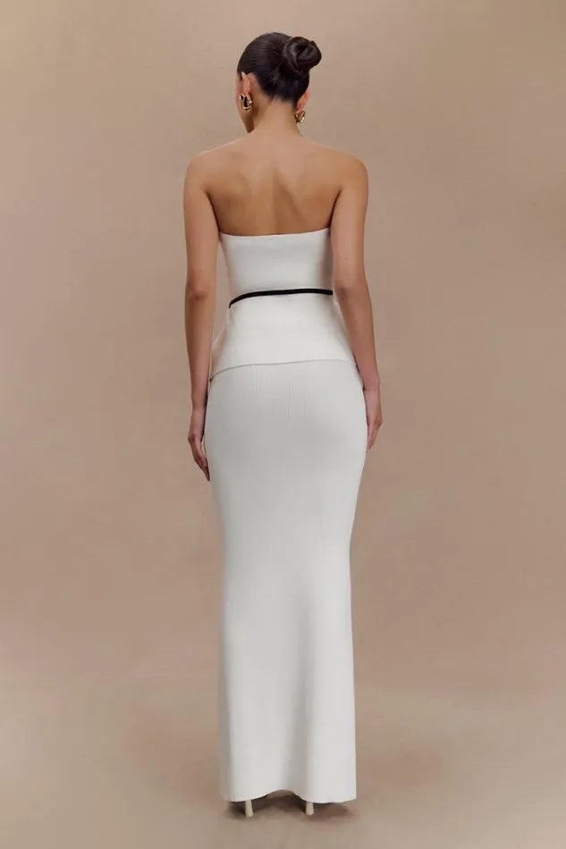 Women Meshki Bottoms Keaton Fishtail Knit Maxi Skirt 8211 White