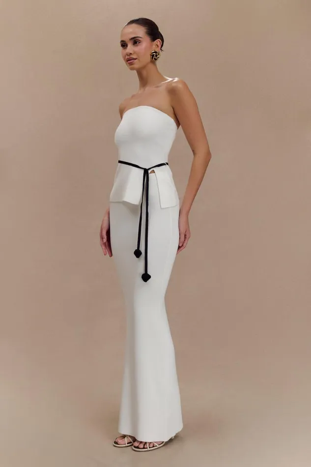 Women Meshki Bottoms Keaton Fishtail Knit Maxi Skirt 8211 White
