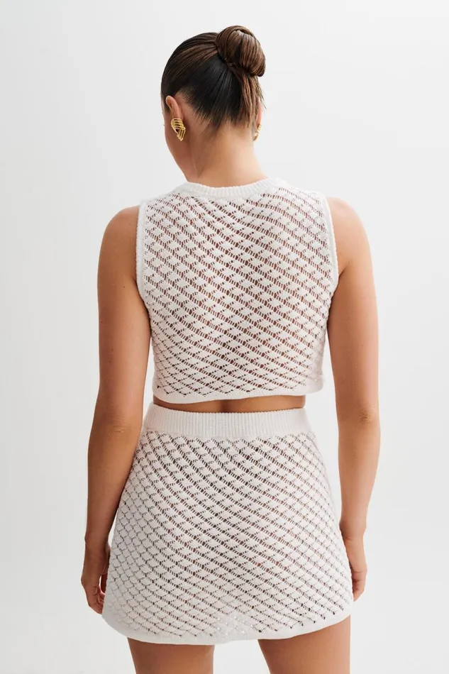 Women Meshki Bottoms Lorenza Knit ALine Mini Skirt 8211 Ivory