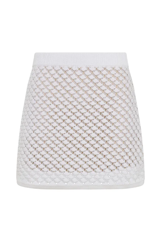 Women Meshki Bottoms Lorenza Knit ALine Mini Skirt 8211 Ivory