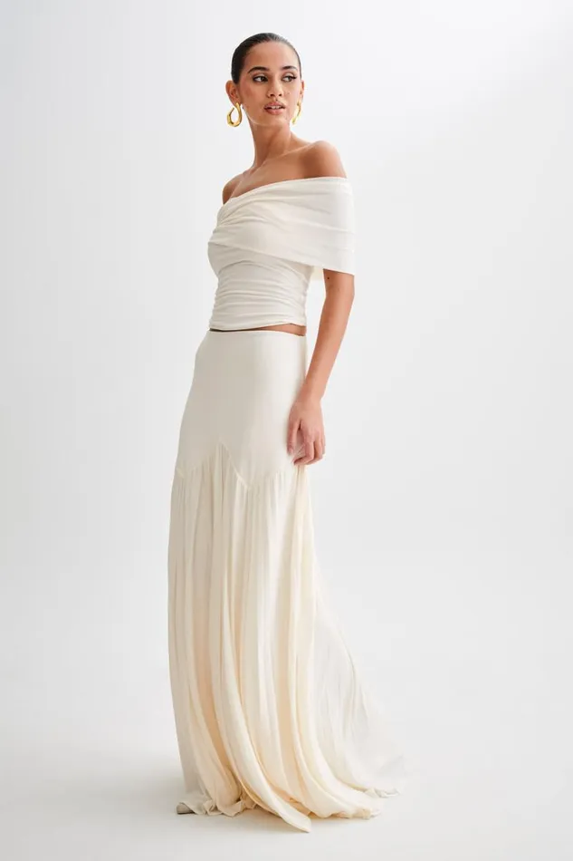 Women Meshki Bottoms Odette Slinky Maxi Skirt 8211 Ivory