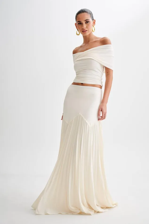 Women Meshki Bottoms Odette Slinky Maxi Skirt 8211 Ivory