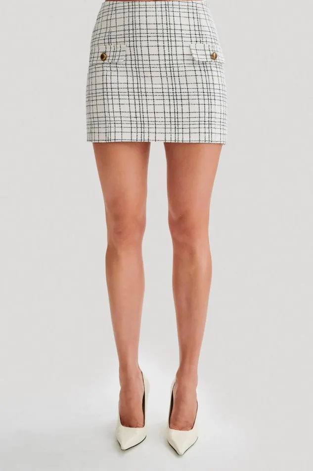 Women Meshki Bottoms Priscilla Tweed Mini Skirt 8211 White