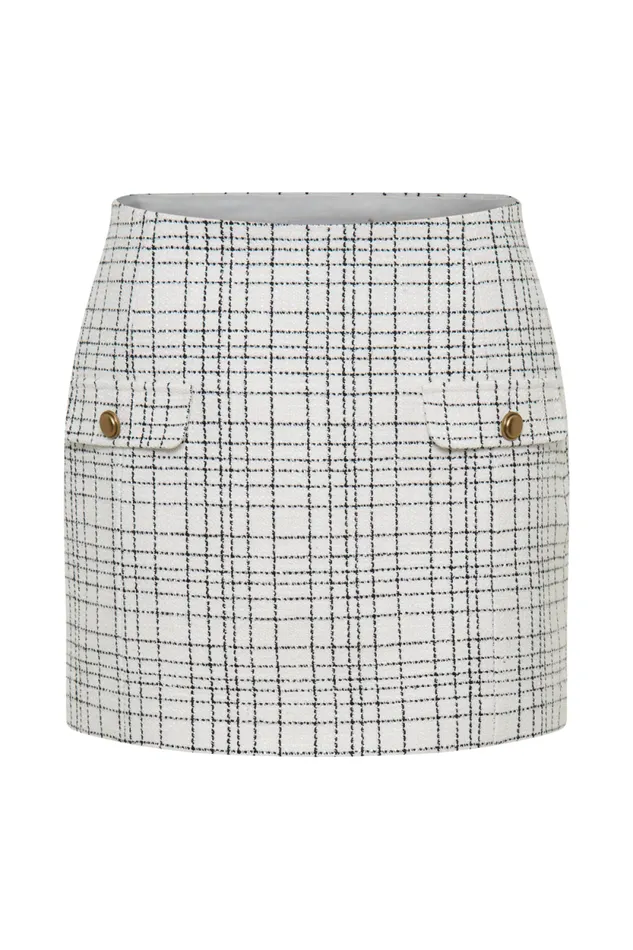 Women Meshki Bottoms Priscilla Tweed Mini Skirt 8211 White