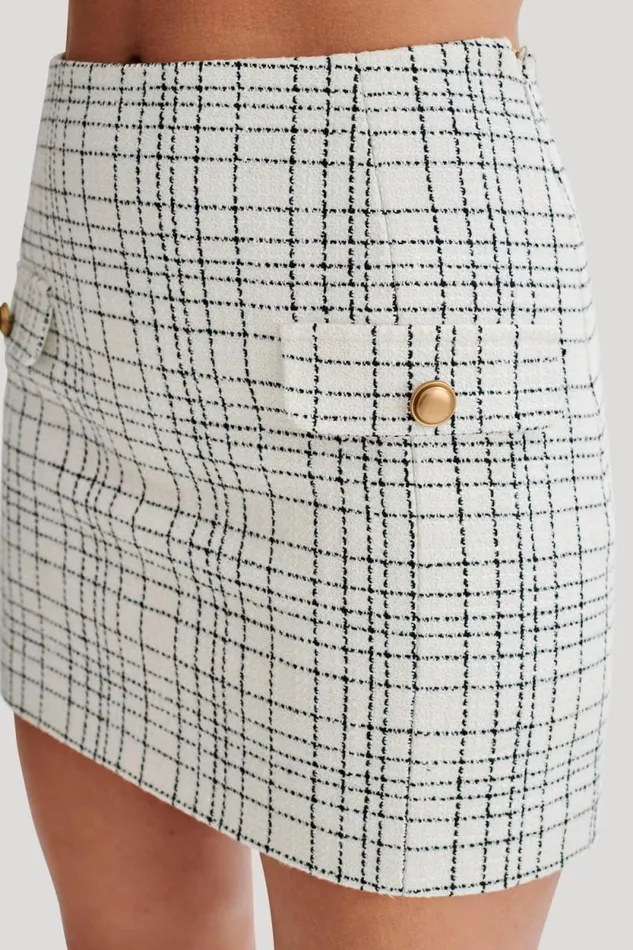 Women Meshki Bottoms Priscilla Tweed Mini Skirt 8211 White