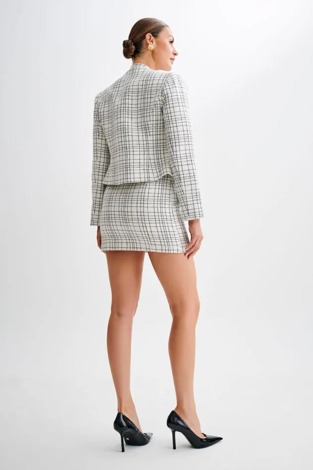 Women Meshki Bottoms Priscilla Tweed Mini Skirt 8211 White