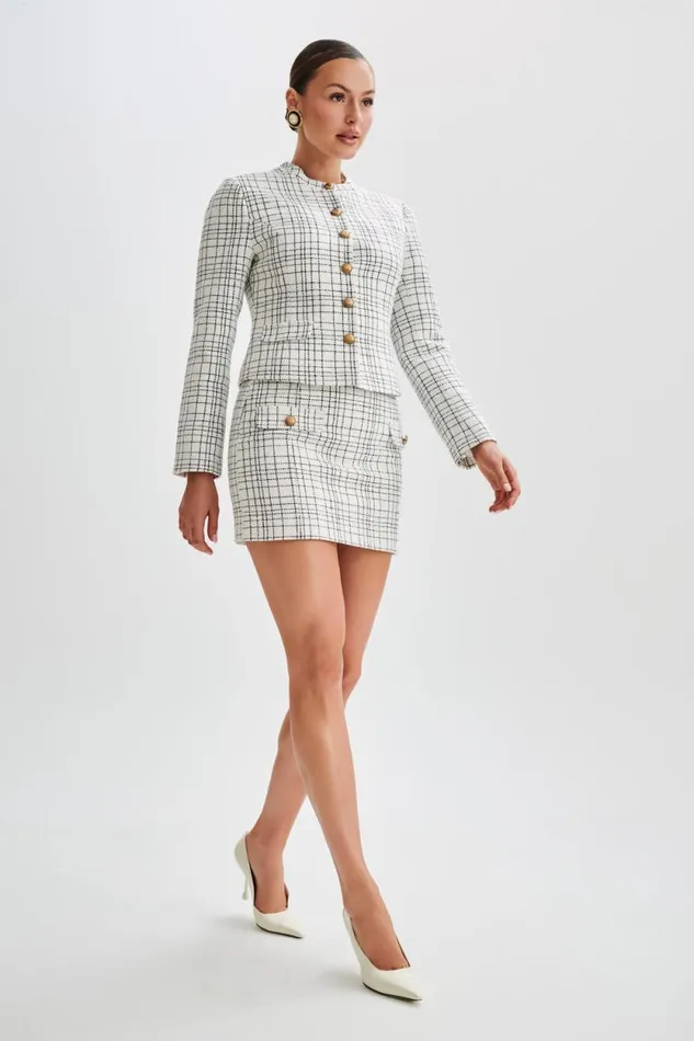 Women Meshki Bottoms Priscilla Tweed Mini Skirt 8211 White