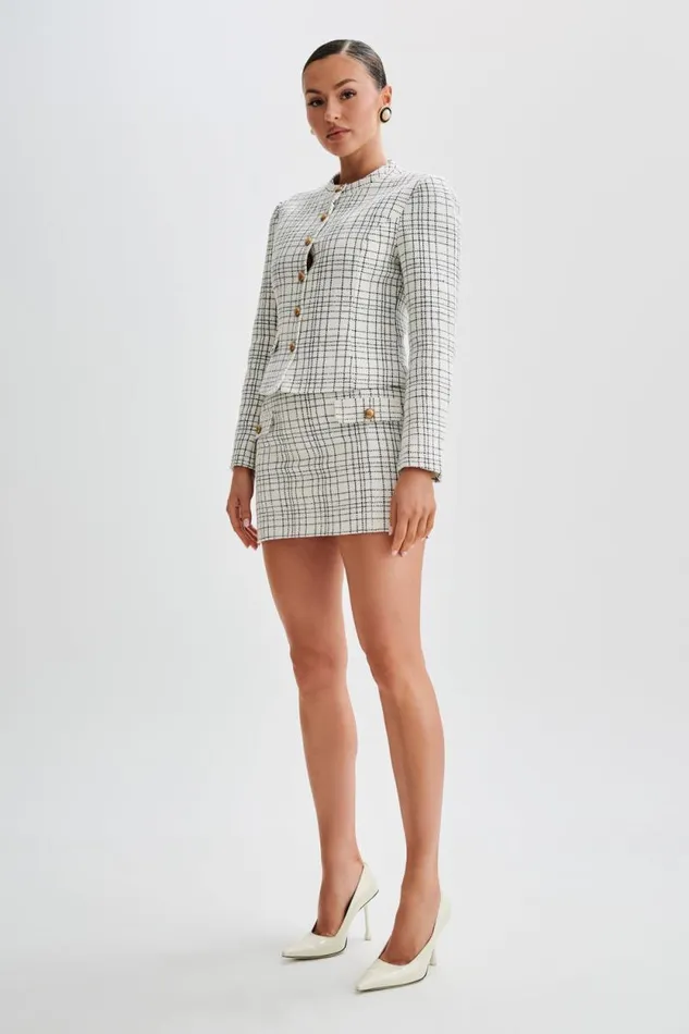 Women Meshki Bottoms Priscilla Tweed Mini Skirt 8211 White