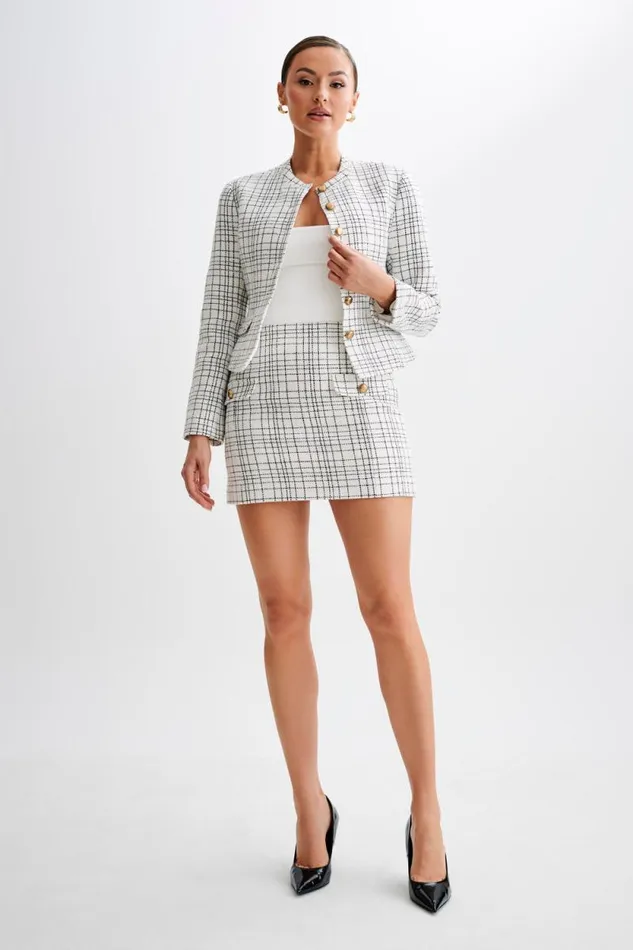 Women Meshki Bottoms Priscilla Tweed Mini Skirt 8211 White