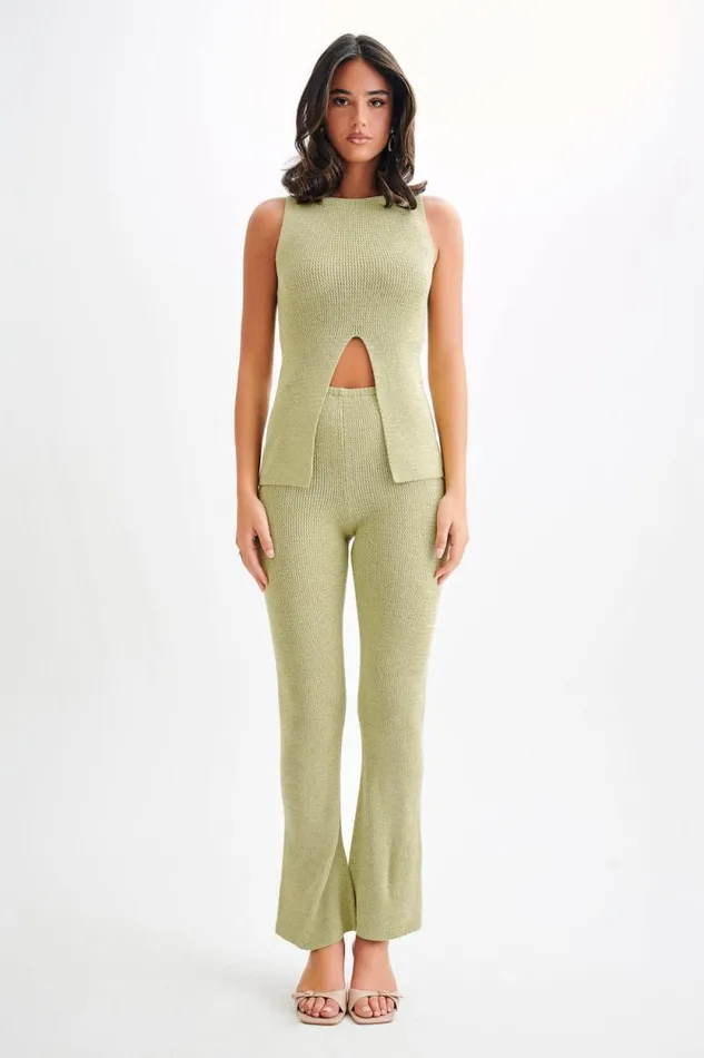 Women Meshki Bottoms Ridley Straight Leg Knit Pant 8211 Pastel Green