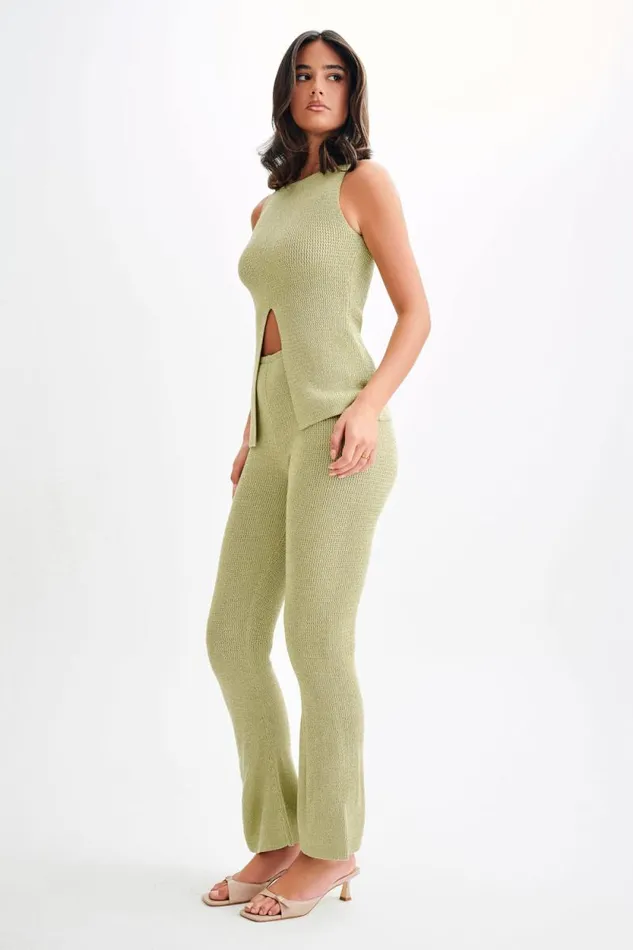 Women Meshki Bottoms Ridley Straight Leg Knit Pant 8211 Pastel Green