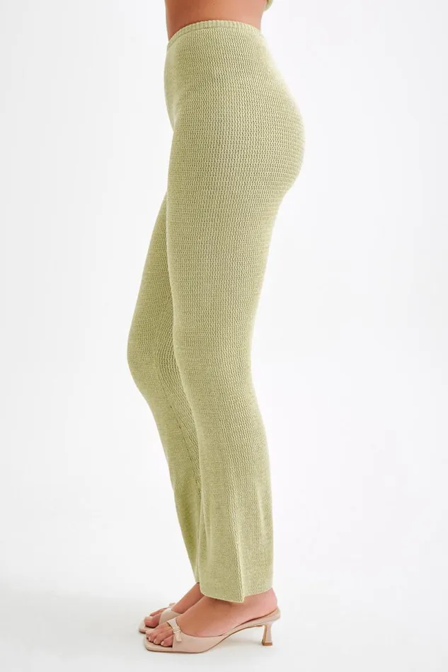 Women Meshki Bottoms Ridley Straight Leg Knit Pant 8211 Pastel Green