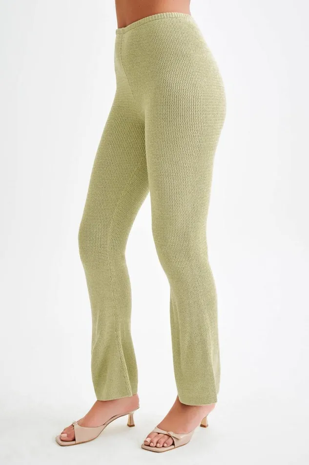 Women Meshki Bottoms Ridley Straight Leg Knit Pant 8211 Pastel Green