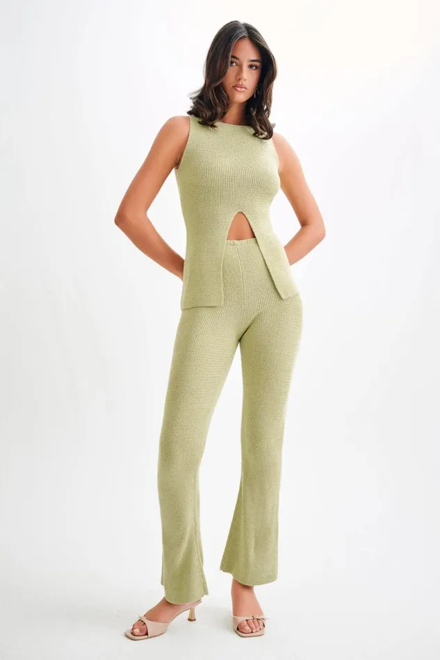 Women Meshki Bottoms Ridley Straight Leg Knit Pant 8211 Pastel Green