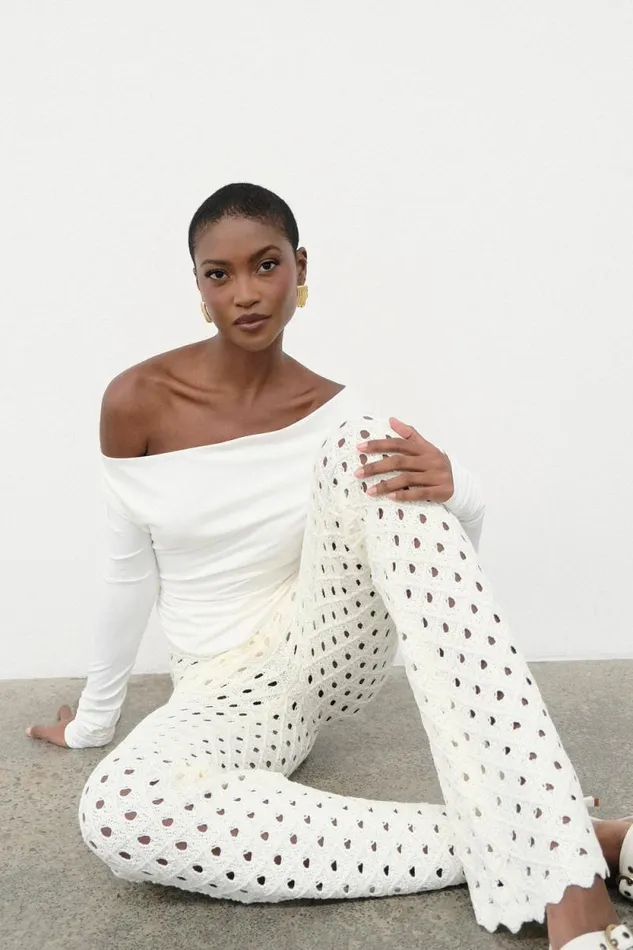 Women Meshki Bottoms Santana Crochet Pants 8211 Ivory