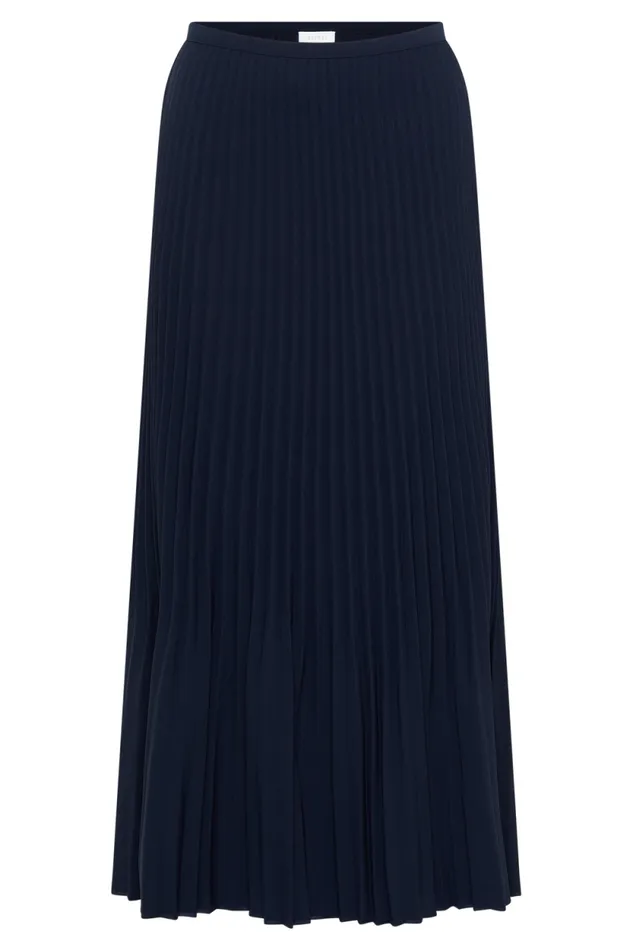 Women Meshki Bottoms Twyla Pleated Suiting Maxi Skirt 8211 Navy