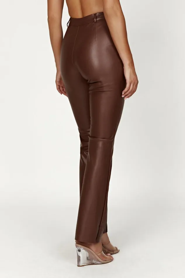 Women Meshki Bottoms Tyra Straight Leg Faux Leather Pants 8211 Chocolate Women Meshki Bottoms Tyra Straight Leg Faux Leather Pants 8211 Chocolate