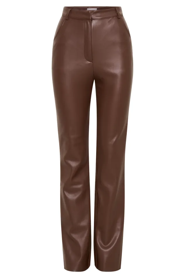 Women Meshki Bottoms Tyra Straight Leg Faux Leather Pants 8211 Chocolate Women Meshki Bottoms Tyra Straight Leg Faux Leather Pants 8211 Chocolate