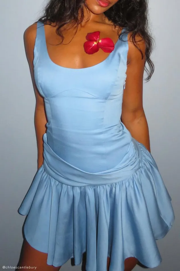 Women Meshki Dresses Alvara Cotton Puffy Mini Dress 8211 Iris Blue